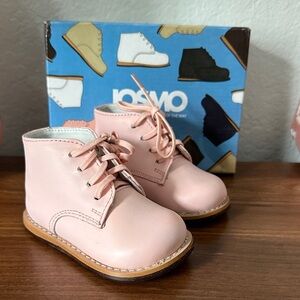NEW Josmo Traditional First Walker- Toddler Pink Lace-Up Leather Boots, Size 3.5